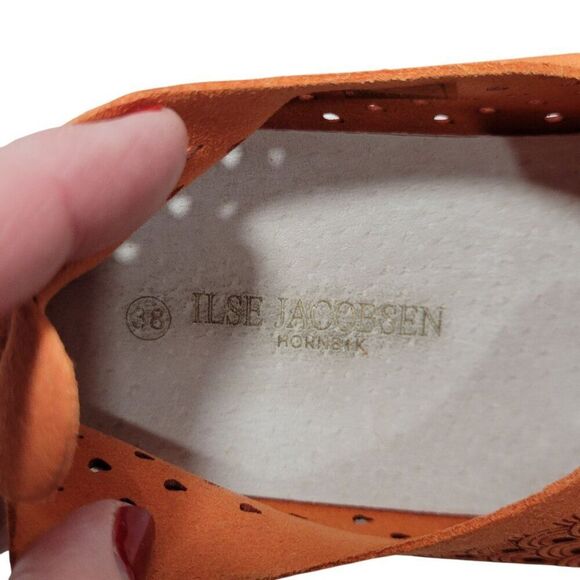 Ilse Jacobsen Loafer Tulip Shoe Women EUR 38 US 7-7.5 Perforated Orange Slip On - Picture 10 of 14